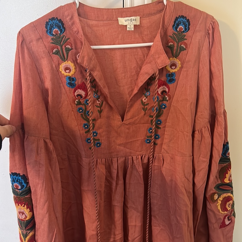 Umgee Floral Embroidered Bohemian Dress - Picture 6 of 7